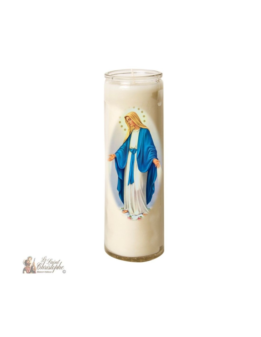 Vela De Vidrio De A La Virgen Milagrosa