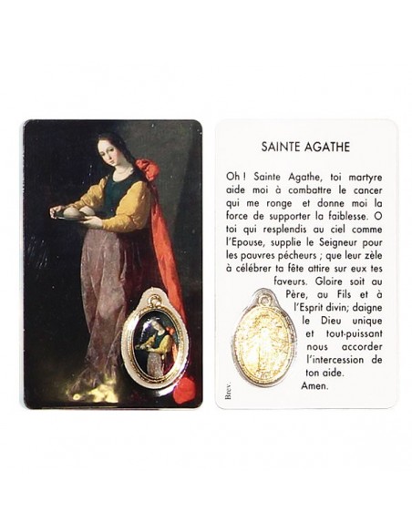 Carte médaille à Sainte Agathe prière