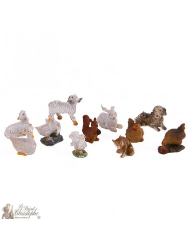 Animaux figurines crèche de Noël - 11 pc - Objet religieux