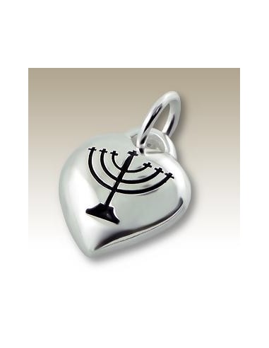 Colgante de Corazón Menorah - Plata 925