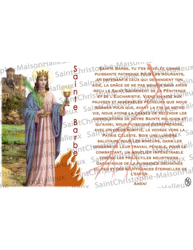 Postcard Saint Barbara prayer - magnetic