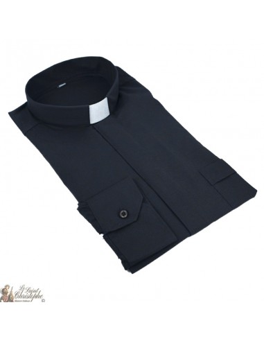 Chemise pour prêtre noire manches longues