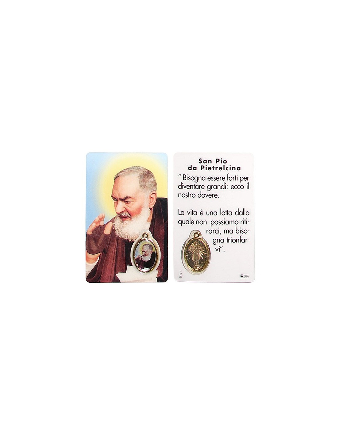 Tarjeta de medalla a la oración del Padre Pío