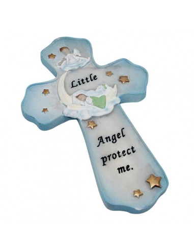 Croix chambre d'enfant avec citation protection et joli petit ange