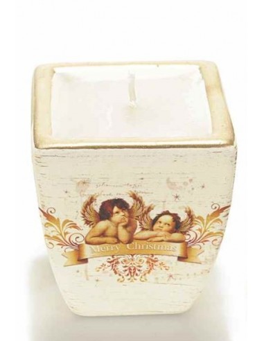 Bougie pot céramique avec petits anges