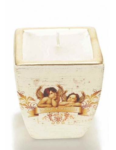 Candela da vaso in ceramica con piccoli angeli