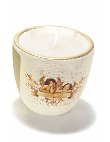 Ceramic pot candle with small angels