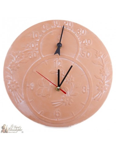 Reloj y termómetro de terracota