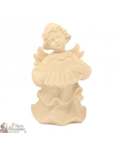 Angel in carved natural wood - accordion - 6 cm