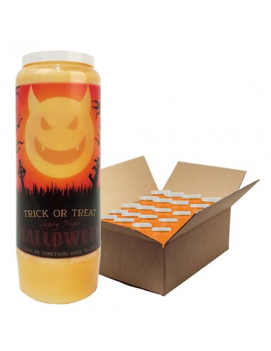 Halloween orange novena candles - Trick or Treat 2 - carton 20 pieces