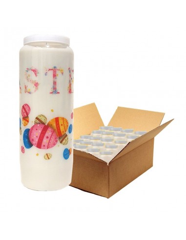 Bougie de neuvaine pour la Pâques - Easter fleuri - carton 20 pièces