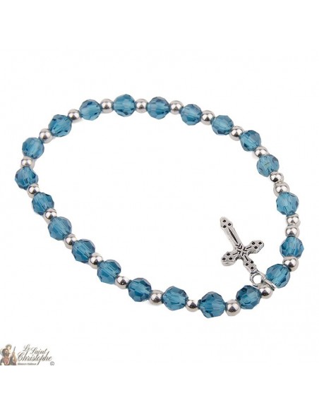 Bracciale con perline di cristallo blu - Croce