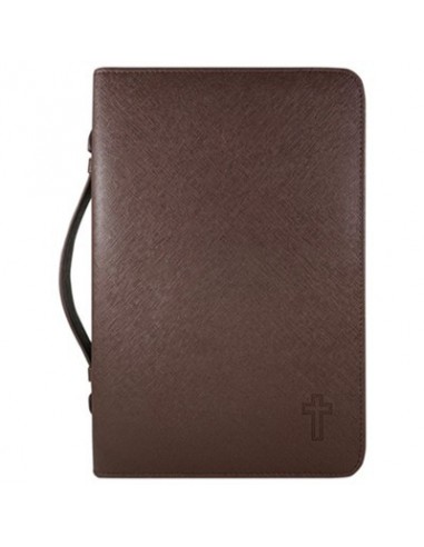 Housse pour Bible en similicuir texturé brun - Grand format