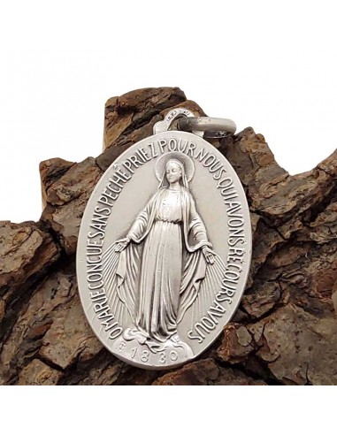 Médaille Vierge Miraculeuse métal argenté - 45 mm