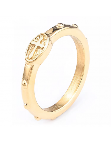 Anillo de acero inoxidable - chapado en oro de 18 quilates