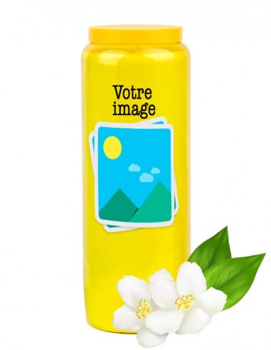 Bougie de neuvaine jaune parfumée au jasmin - personnalisable