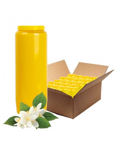 Vela de novena amarilla perfumada con jazmín - caja de 20 piezas