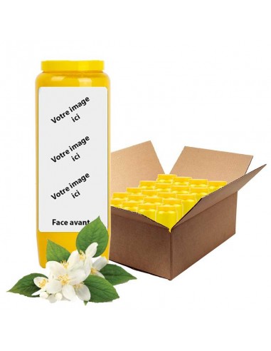 Bougie de neuvaine jaune parfumée au jasmin - personnalisable - 20pcs