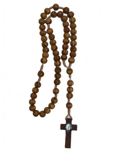 Padre Pio Rosary in natural olive wood