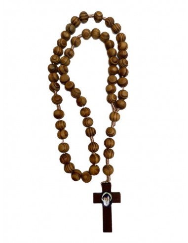 Saint Charbel rosary in natural olive wood