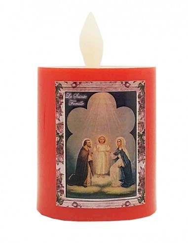 Candela LED rossa a fiamma tremolante - Sacra Famiglia