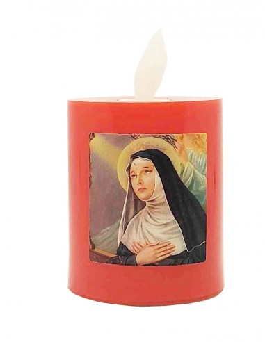 Bougie LED rouge flamme vacillante - Sainte Rita