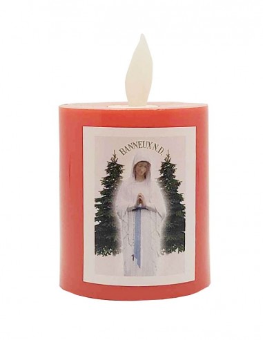 Red LED candle with flickering flame - Our Lady of Banneux