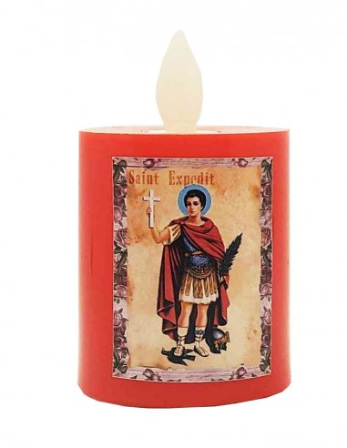 Bougie LED rouge flamme vacillante - Saint Expedit