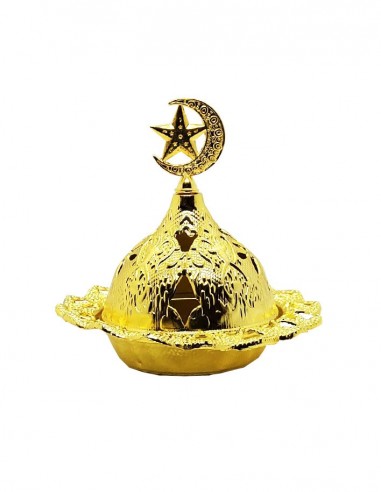 Small gold-plated incense burner - Moon and star