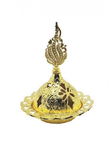 Small gold-plated incense burner - flame 1