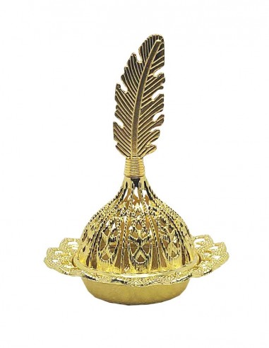 Small gold-plated incense burner - Feather 2