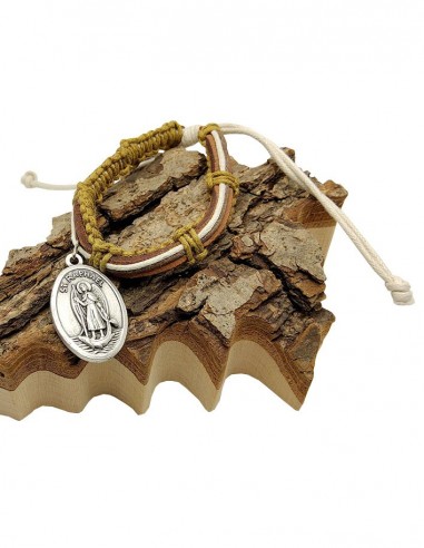 Braided leather bracelet Archangels Saint Michel and Saint Raphaël