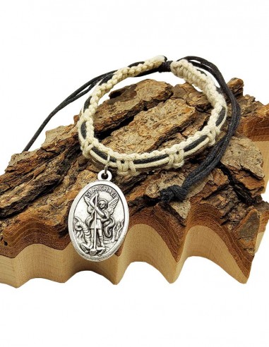 Archangels Saint Michael and Saint Raphael bracelets - white and black