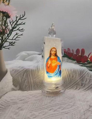 Transparent LED candle - Sacred Heart of Jesus