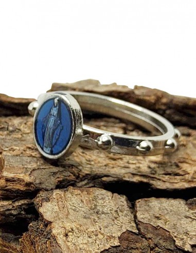 Miraculous Virgin Mary Decade Ring - Transparent Dark Blue