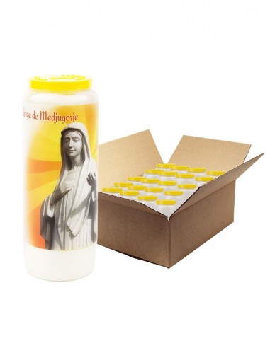 Bougie de neuvaine à la Vierge de Medjugorje - 2 - carton 20 pièces