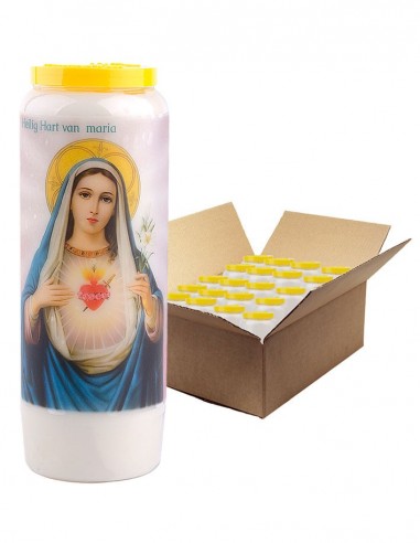 Vela de novena para el Sagrado Corazón de María - caja de 20 unidades