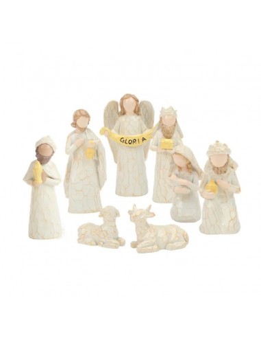 Crèche de Noël - Ensemble de 8 Figurines en Résine avec Finitions Naturelles