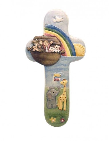 Wooden cross for children - Noah's Ark - 15 cm