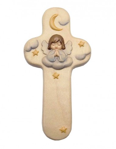 Wooden cross for children - Starry sky - 15 cm