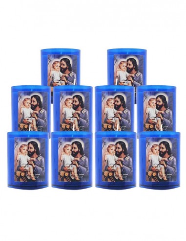 Bougies Veilleuses bleues à Saint Joseph - 10 pièces