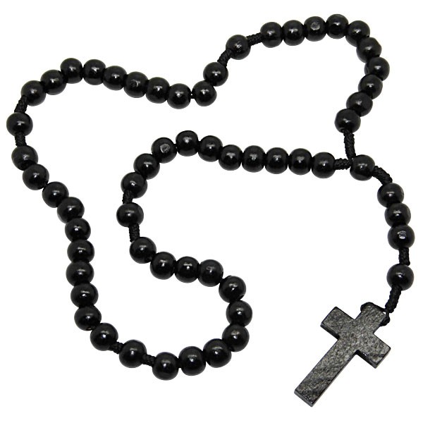 black wooden rosary beads