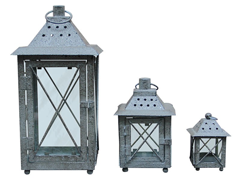 Grondig japon Phalanx Grijze lantaarn voor binnen/buiten kandelaar - Set van 3 stuks