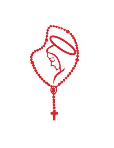 Rosary and Virgin Mary sticker for car, window, or other objects