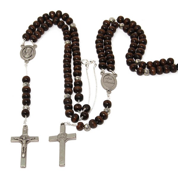 brown rosary necklace